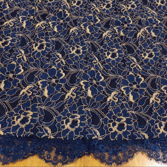 Blue skirt with gold lace, fully lined - Picture 5 of 6